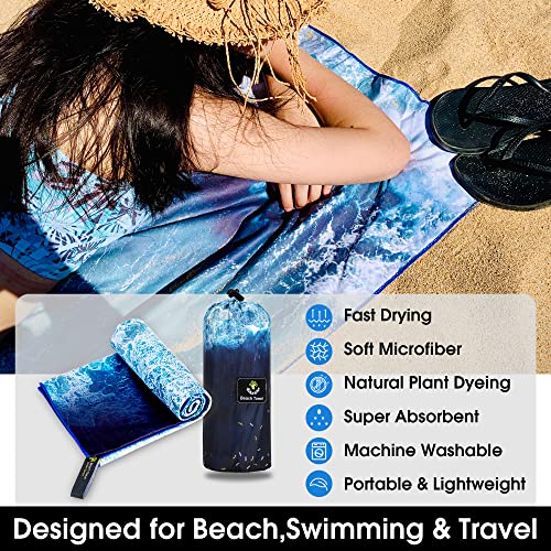4Monster Quick Dry Beach Towel, Ultra Absorbent Microfiber Travel Towel, Lightweight & Compact for Beach, Swimming, Camping, Pool, Water Sports & Yoga - color: 15 Ocean-b, size: 78.00" x 35.00"