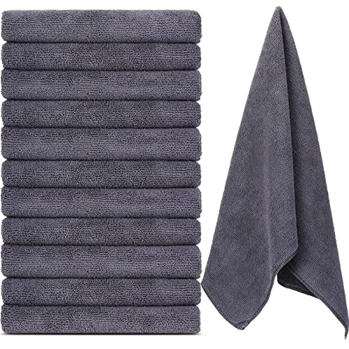 Handepo 12 Pcs Microfiber Workout Gym Towels, 360 GSM 12x30 Inch Fast Drying Yoga Towels for Sweat, Soft Gym Towel for Men Women Travel Sports(Gray) - color: Gray
