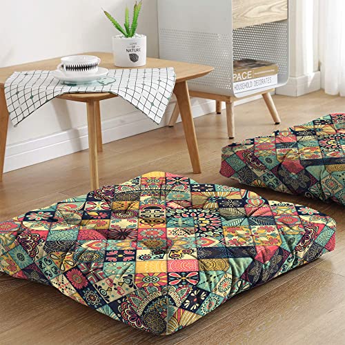 Mandala Meditation Cushion, Boho Meditation Mat, Meditation Pillows for Sitting on Floor, Cushions for Sitting in Home and Outdoor, Square Floor Pillow Cushion Seating for Yoga Accessories 22'' X 22'' - color: 04.mandala Meditation Cushion-1, size: 22x22