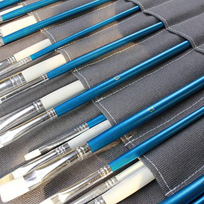 Funny live Paint Brush Holder Art Supplies, Artist Brush Holder & Storage Organizer Roll-Up Case Bag, Protect Acrylic Oil Watercolor Paintbrushes (Gray 20 Slot Pockets) - color: Gray 20 Slot Pockets