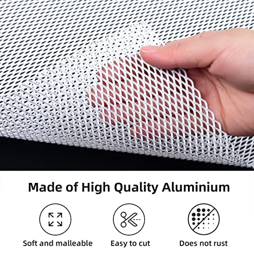 AggAuto Universal 40"x13" Car Grill Mesh 4x8mm Rhombic Hole White | Aluminum Alloy Automotive Grille Insert Bumper, One of the Most Multifunctional Shape Grids 100x33cm - size: 4x8mm Rhombus - White