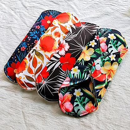 7pcs Set Reusable Women Menstrual Pads Including 1pc Mini Wet Bag +6pcs Reusable Washable Stay Dry Cloth Menstrual Pads/Maternity Mama Sanitary Wipes/Mama Panty Liners - color: Red Microfleece