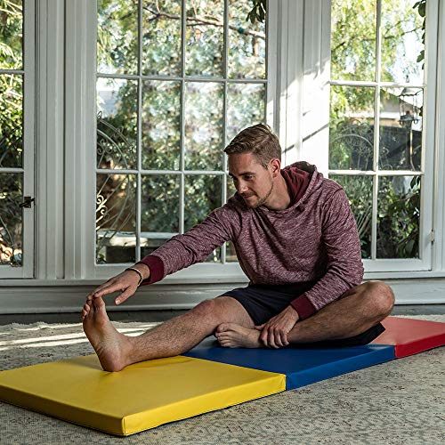 Exercise Mat 2'x6'/4'x8'/4'x10' Gymnastics Mat Folding Gymnastics Tumbling Mats 1.6"-2" Thick PU Leather Yoga Mat Portable With Carrying Handles for home Workout outdoor Yoga Pilates - color: CM, size: 2*6FT