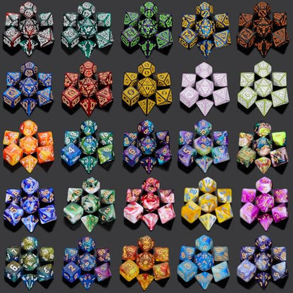 QMAY Mystery Dice Set – 42 Pcs Acrylic Polyhedral Dice + 6 Pcs Velvet Bag - style: 6 bags Mystery Dice
