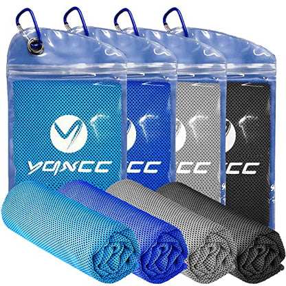 YQXCC 4 Pack Cooling Towels (47"x12"), Ice Cool Towels for Neck & Face - color: Light Blue/Dark Blue/Light Gray/Dark Gray