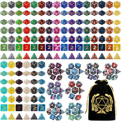 Coyeekn 30-Set DND Polyhedral Dice with Storage Pouch | 210 Total Polyhedral Dice, 7 Per Set, 30 Complete Dice Sets (D4-D20), Great for D&D, MTG & Tabletop RPG Games - color: 30set-210pcs