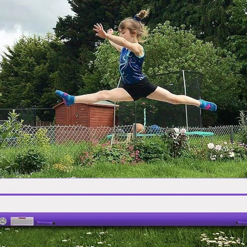 Air Mat Tumble Track, Gymnastics Mats Tumbling Track with Electric Air Pump for Home Use Cheerleading Training Kids Gym Yoga - color: Purple, size: 16.5ftx3.3ftx4inch