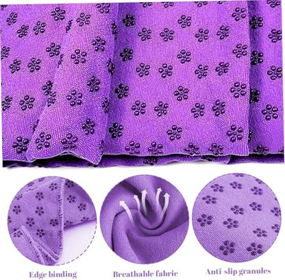 Hot Yoga Towel - Microfiber Non Slip Yoga Mat Towel with Grip Dot Sweat Absorbent Towel for Hot Yoga, Pilates and Fitness 72" x 24", Purple