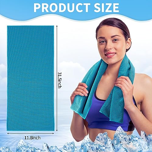 Honoson Cooling Towel Bulk | Microfiber Breathable Chilly Wraps, Multipurpose Quick Cold, Fits Gym, Yoga, Running, Travel, Camping Outdoor - color: Blue, size: 32"x12"