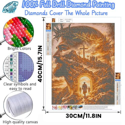 Religious Diamond Art Kits for Adults, Christian Diamond Painting Kits | Full Round Drill Paint by Diamond, Jesus Diamond Painting Gem Art, Arts and Crafts for Adults Beginners 12x16 Inch - color: Jesus