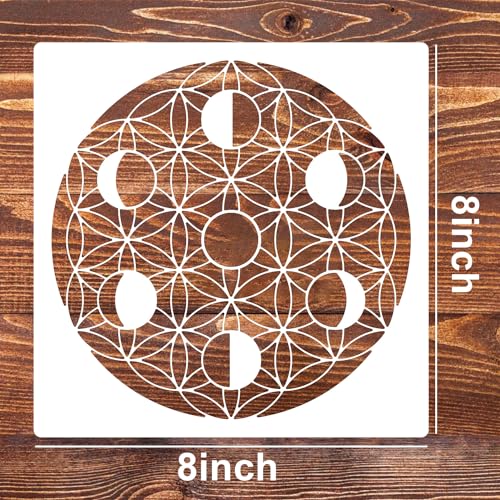 Sacred Geometry Stencil 8inch Metatron's Cube/The Flower of Life Stencils | Reusable Stencils for Crafts Drawing Templates for Wall Canvas Paper Art Crafts - style: Sacred Geometric