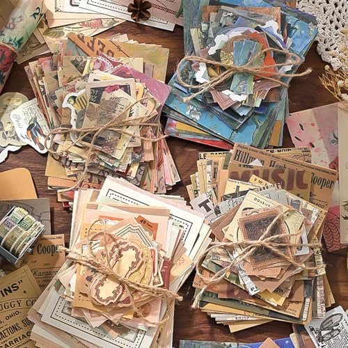 400PCS Vintage Scrapbook Paper Journaling Scrapbooking Supplies Kit Retro Decorative Craft Paper Assorted for Bullet Junk Journals Card Making Craft DIY, Old Memories - color: Old Memories