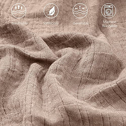 SE SOFTEXLY Muslin Throw Blanket, 4-Layer Dyed Yarn, 50”x60”, Coffee - color: 2-coffee, size: Throw-50" x 60"