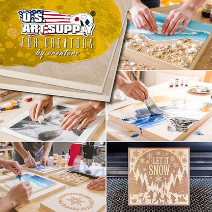 U.S. Art Supply 24" x 24" Unfinished Cradled Wood Panels for Painting, Studio 3/4" Deep (2 Pack) - Artist Depth Birch Wooden Wall Canvases - Mixed-Media Craft, Acrylic, Oil, Encaustic, Paint Pouring - size: 24" x 24", style: Square