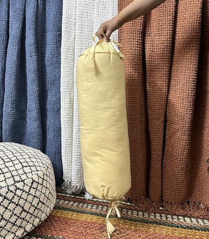 Saffron Bolster Removable Cover Cotton (Beige, 8"x24" (20 cm x 60 cm)) - color: Beige, size: 8" x 24"