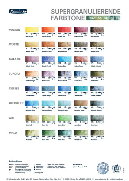 Schmincke - HORADAM® AQUARELL, Super Granulation, 14 964 006 Glacier Brown, 15 ml tube, very strong granulating colors, finest, super granulating watercolors