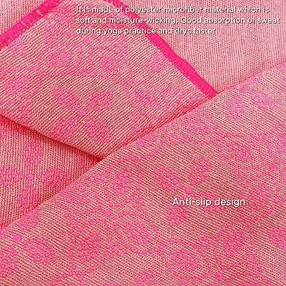 Yoga Towels, Non Slip Hot Yoga Mat Towel with Grip Dots,Super-Absorbent Soft Microfiber Yoga Blanket for Pilates, Fitness and Workout 72inch x 24inch - color: Pink