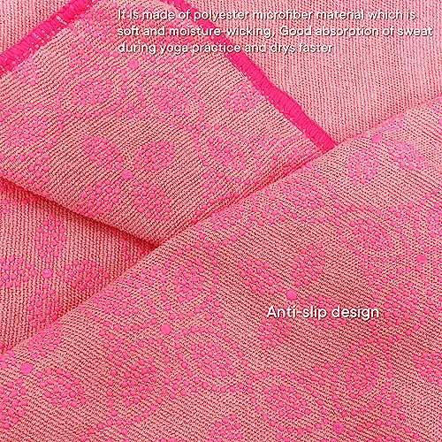 Yoga Towels, Non Slip Hot Yoga Mat Towel with Grip Dots,Super-Absorbent Soft Microfiber Yoga Blanket for Pilates, Fitness and Workout 72inch x 24inch - color: Pink