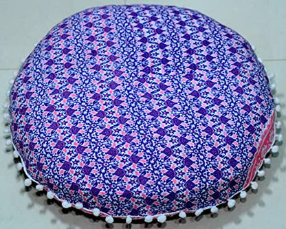 ICC Floor Pillows & Cushion Covers, Decorative Hippie Mandala Pouf Pillow Cover Bohemian Seating Meditation Cushion Cover, Large Boho Ottoman Case Pillowcase for Couch Pink Ombre, 32" Round - size: 32" x 32" (Pack of 1), style: Pink Ombre