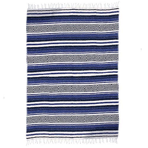 $averPak BodyForge Authentic Mexican Falsa Yoga Blanket (Blue/Black/White) - color: Blue/Black/White