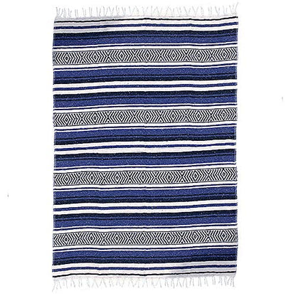 $averPak BodyForge Authentic Mexican Falsa Yoga Blanket (Blue/Black/White) - color: Blue/Black/White