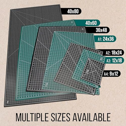 U.S. Art Supply 40"x60" Self-Healing Cutting Mat 5-Ply Green/Black | Double-Sided Green/Black Craft Mat, Non-Slip Cutting Mats for Crafts, Sewing, Quilting, Scrapbooking - color: Green/Black