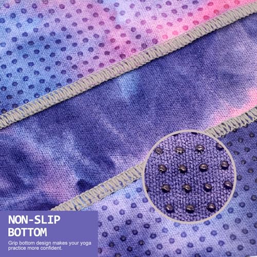 Eunzel Non Slip Hot Yoga Mat Towel with Grip Dots, 72" x 24" - color: Z- Purple & Blue/Green & Purple(2 Pack ), size: 72" x 24"