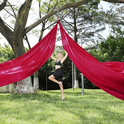 11 Yards Aerial Silks for home aerial yoga hammock Aerial Silks Kit - color: RED