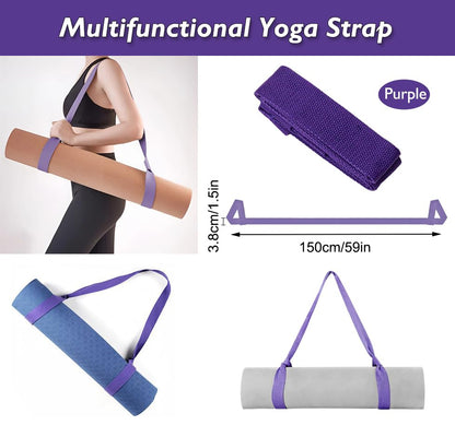 AKOAK Adjustable Yoga Mat Strap, Multi-purpose Strap, Durable Yoga Mat Carrying Strap (Excluding Yoga Mat), Pack of 1 - color: Purple
