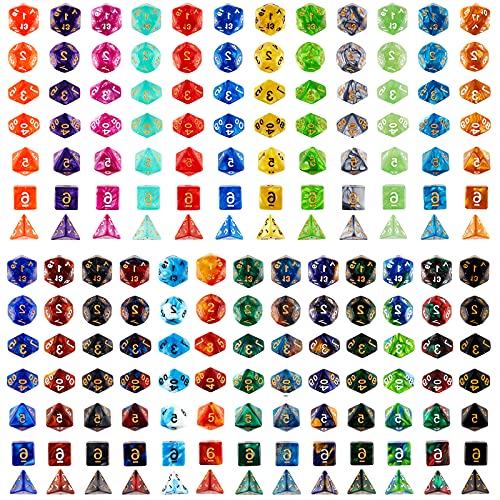 Coyeekn 25-Set DND Polyhedral Dice with Storage Pouch | 175 Total Polyhedral Dice, 7 Per Set, 25 Complete Dice Sets (D4-D20), Great for D&D, MTG & Tabletop RPG Games - color: 25set-175pcs