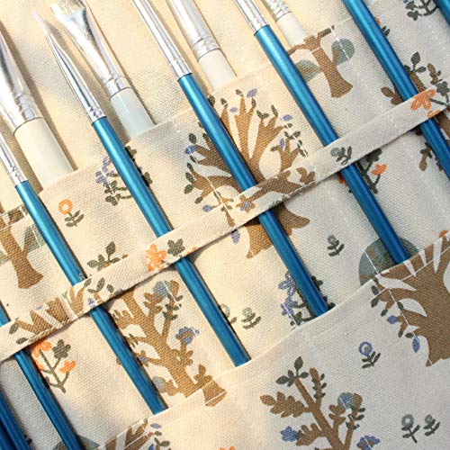 Funny live Paint Brush Holder Art Supplies, Artist Brush Holder & Storage Organizer Roll-Up Case Bag, Protect Acrylic Oil Watercolor Paintbrushes (Trees 20 Slot Pockets) - color: Trees 20 Slot Pockets
