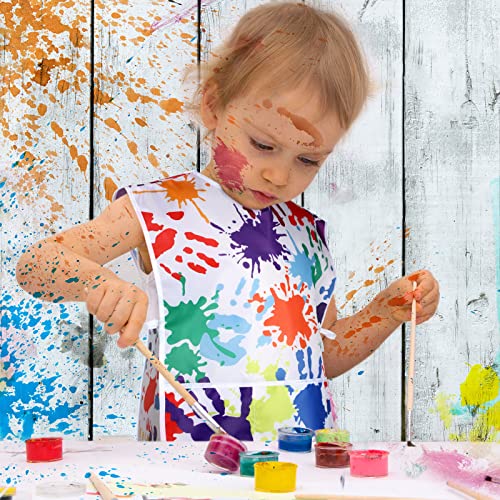 SATINIOR 2 Pcs Kids Art Smock Toddler Apron Artist Painting Apron | Painting Smocks for Kids, Toddler Paint Smock, Waterproof, Sleeveless, Boys Girls, with 3 Pocket, for Age 3-10 Years - style: Colorful