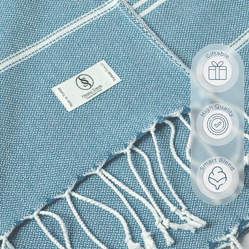 Ossano Turkish Beach Towel Compact & Soft Oversized (39" x 71") - Quick Dry, Versatile and Functional as Bath Sheet, Picnic Blanket, Bath, Gym, Pool and Body Towel - Turqoise - color: Turquoise