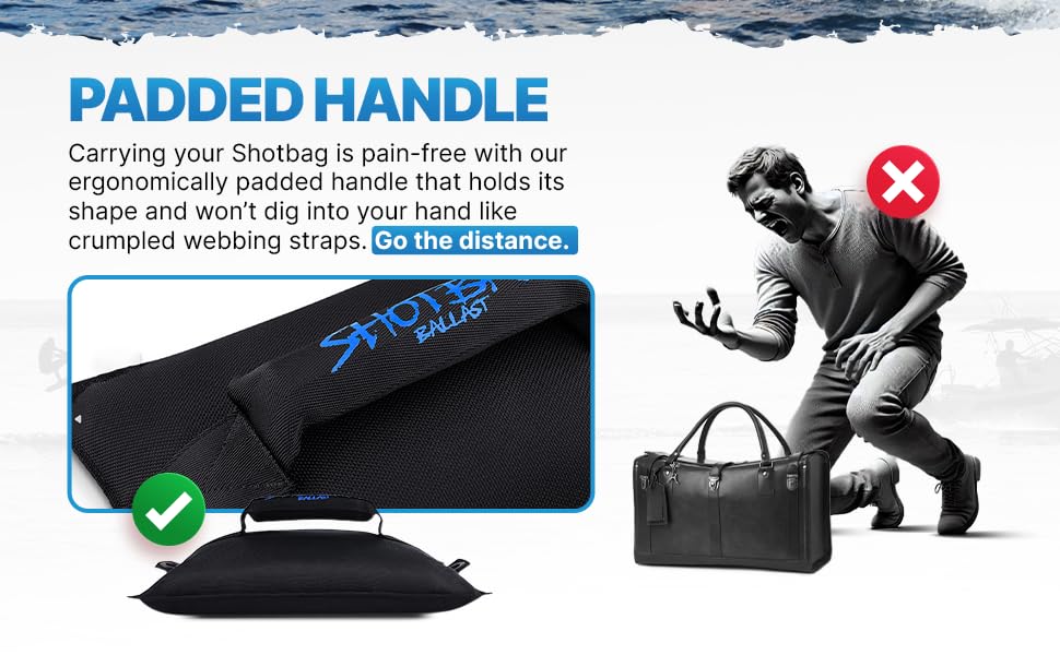 Bag for Wake Surfing, or Wakeboarding, Boat Weight Bags for Boosting Wake, Prefilled With Fine Recycled Steel Shot, Easy to Handle – 5 Year Warranty (Sizes 25lb or 50) (Grommet, 50 LB) - size: 50 LB, style: Grommet