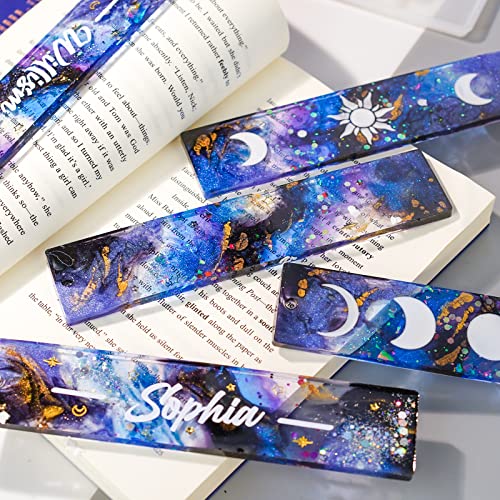 LET'S RESIN Bookmark Resin Molds Silicone 1.5'' Wide, Blank and Cat Moon Pattern Silicone Bookmarks Molds Kit with 20pcs Tassels, Rectangle Bookmark Molds for Epoxy Resin Casting Crafts - size: 2 style