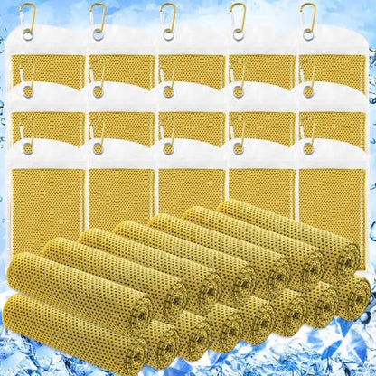 Hosuly 15 Pcs Cooling Towels 40" x 12", Yellow - color: Yellow