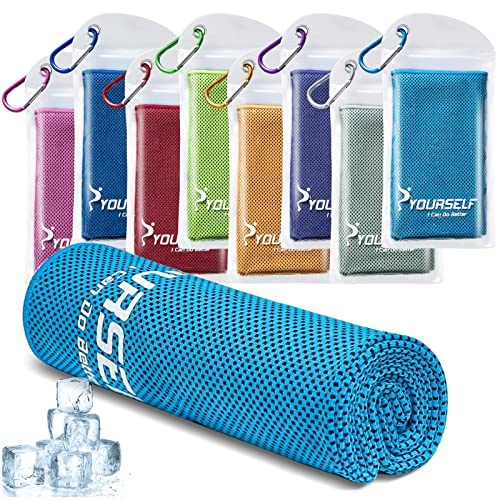 SYOURSELF Cooling Towel, Cooling Towels for Neck,40" x 12"Ice Towel for Instant Cooling Relief, Soft Breathable Chilly Towel, Perfect Yoga, Golf, Sports, Gym, Workout, Athletes Towel (1PC-Blue) - color: Blue