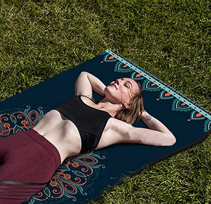 nuveti Suede TPE Yoga Mat High Density Non Slip Yoga Mats with Carrying Bag,72"x32" Extra Thick 8MM Exercise & Workout Mat for Yoga, Pilates and Fitness - color: Flowers