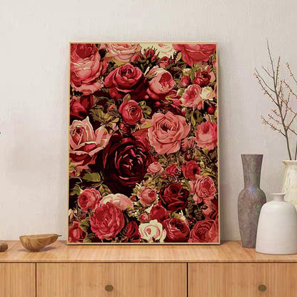 ZRIZQ Flowers Paint by Numbers Kit for Adults Beginner,Roses,16x20 | Full set with wooden brushes,rolled canvas,rich paints.Calming activity.Beginner friendly.Just open and paint. - color: 16"X20"Rolled Canvas(Without Frame)-Roses