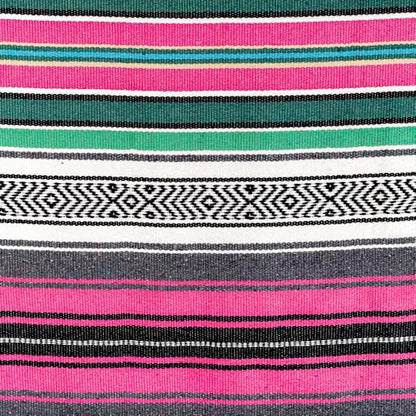 Mexican Blanket Throw with Tassels, 69 x 51 Inches Large Woven Serape Blanket, Boho Striped Picnic Yoga Beach Blanket, Soft Durable Tribal Falsa Blanket for Couch Outdoor Travel - Rose-Blue - color: Rose-blue