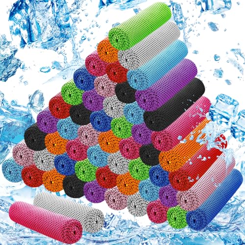 60Pack Cooling Towels Bulk Ice Microfiber Wraps for Neck and Face - color: 60×muiti