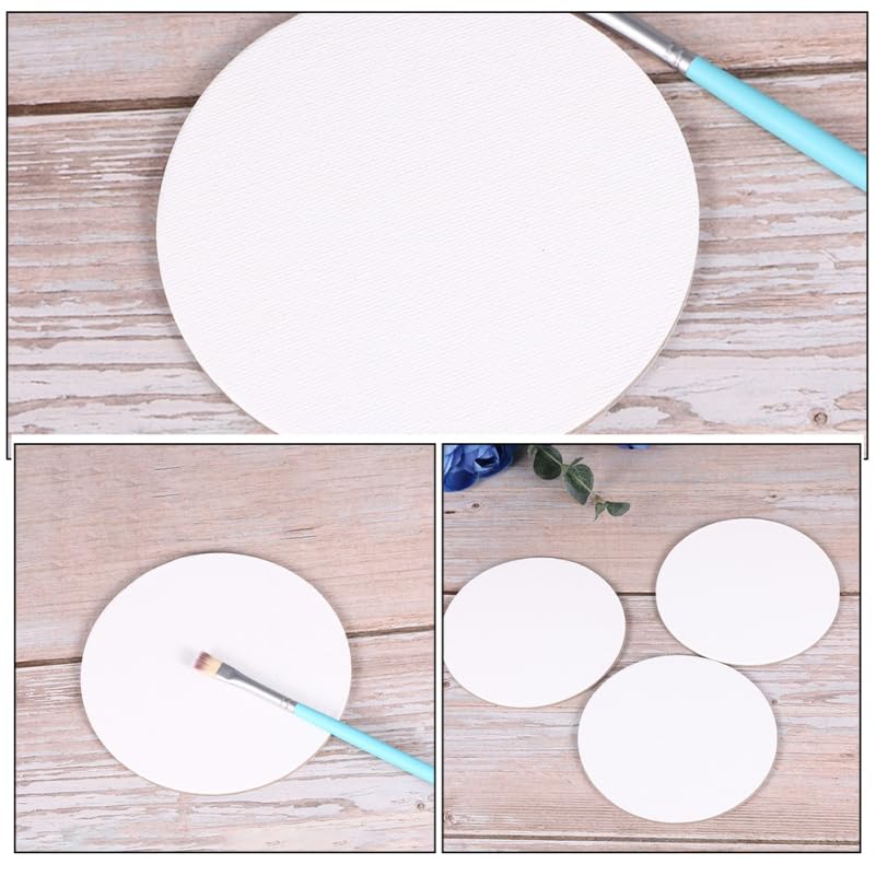 Toddmomy 8 Pack Round Blank Canvas Boards 3.93 Inch Cotton Canvas Panels for Oil Painting Acrylic Painting Watercolor Artist Boards for Kids DIY Crafts
