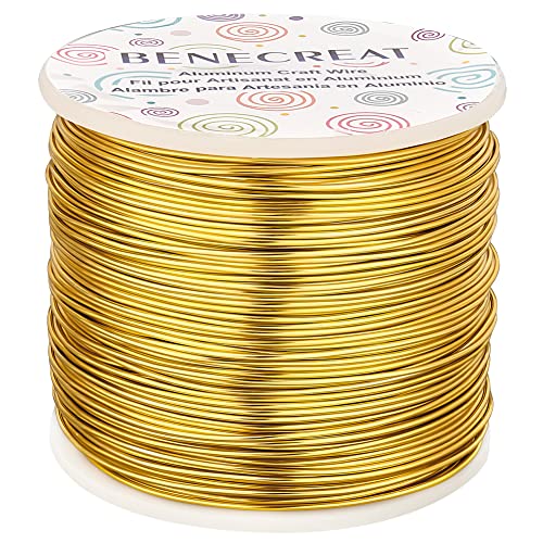 BENECREAT 9 10 12 15 17 18 20 Gauge Gold Aluminum Wire (18 Gauge,492 FT) Anodized Jewelry Craft Making Beading Floral Colored Aluminum Craft Wire for Garden, Model Making - color: Light Gold, size: 18 Gauge