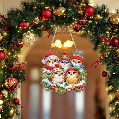 Eiflow Acrylic Diamond Art Hanging Kit for Adults, DIY Diamonds Painting Door Hanger Board Kit, Special Crystal Diamond Art Painting Pendant Ornament (Christmas Bird) - color: Christmas Bird