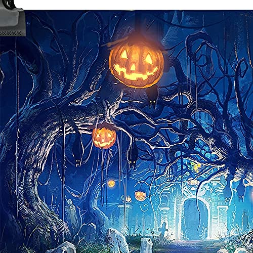 Halloween Theme Backdrop Forest Scary Scene Pumpkin Photography Background Horror Moon Night Scary Cemetery Banner Halloween Party Decoration Photo Booth Props 10X8FT TP272C - size: 10X8FT