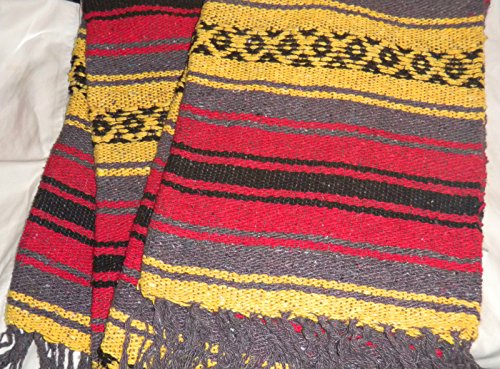 Multicolor Striped Modern Synthetic Blend Artisanally Handmade Multipurpose Yoga Blanket