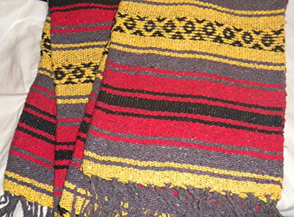 Multicolor Striped Modern Synthetic Blend Artisanally Handmade Multipurpose Yoga Blanket