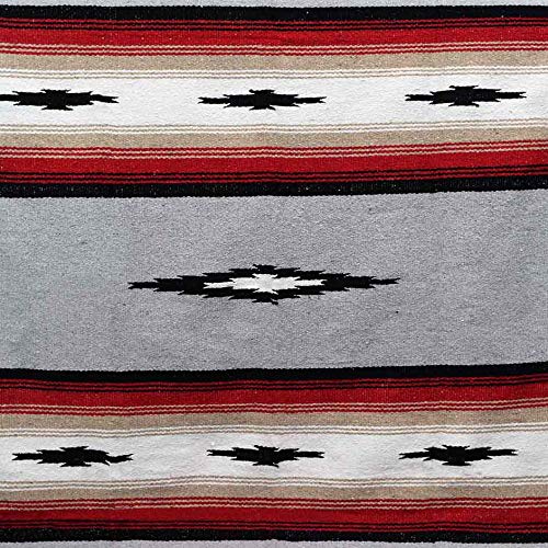 Open Road Goods Mexican Diamond Blanket - XL Heavyweight Yoga Blanket – Handmade in Mexico - Thick Boho Serape Saltillo Style Throw for Beach, Picnic, Home, Camping and More! (Grey Baja) - color: Grey Baja