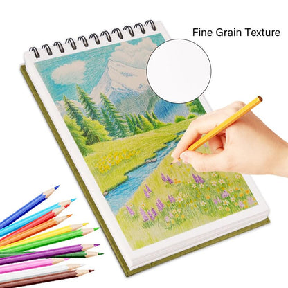 5.8" x 8.3" Mixed Media Sketch Book,Spiral Bound Hardcover Sketchbook,60 Sheets 92lb/150gsm Neutral White Acid Free Paper,Art Journal Sketchbook for Drawing Writing Sketching Illustration,Yellow Green - color: Neutral White-Yellow Green