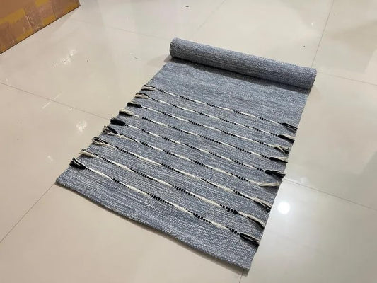 Payal Rugs Cotton Yoga Mat - Eco-Friendly Hand-Woven Rug - Non Slip & Thick (24”x72”x5mm) for Yoga Everyday Fitness at Home - Comfortable Extra-Long - color: Black & White